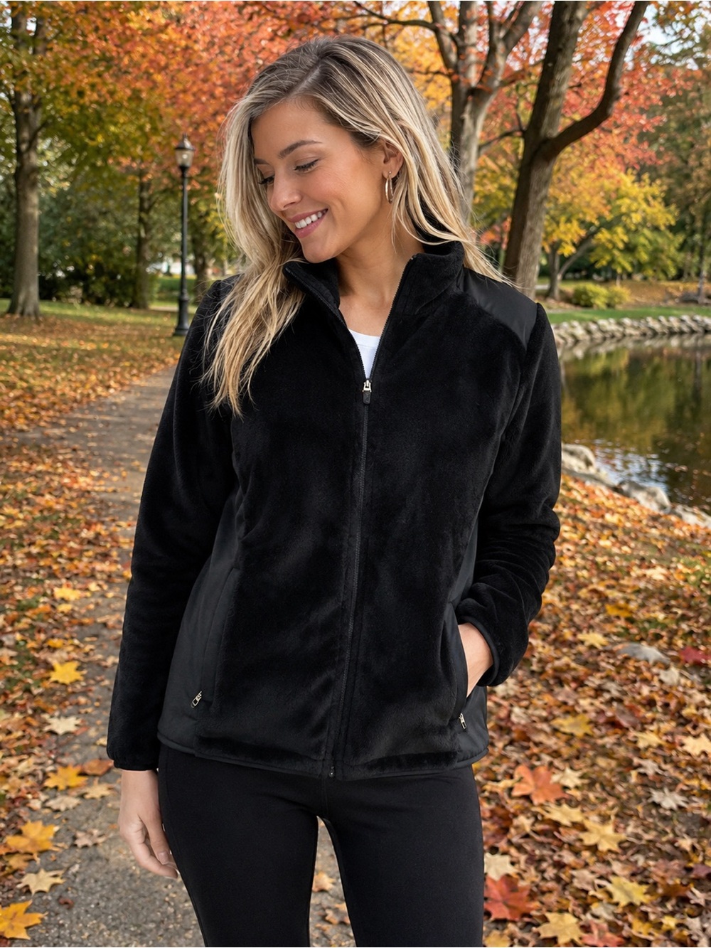 🖤 Legend Discovery Women’s Black Plush Fleece Jacket – Medium